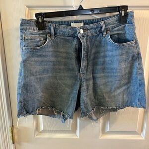 H&M Light Blue Distressed Denim Cutoff Shorts